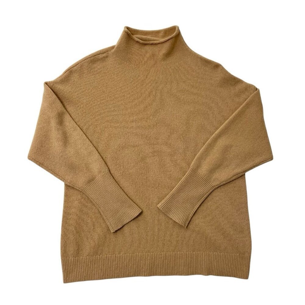 ARITZIA 100% Cashmere Turtleneck Dropped Shoulder Sweater Tan Brown size Medium